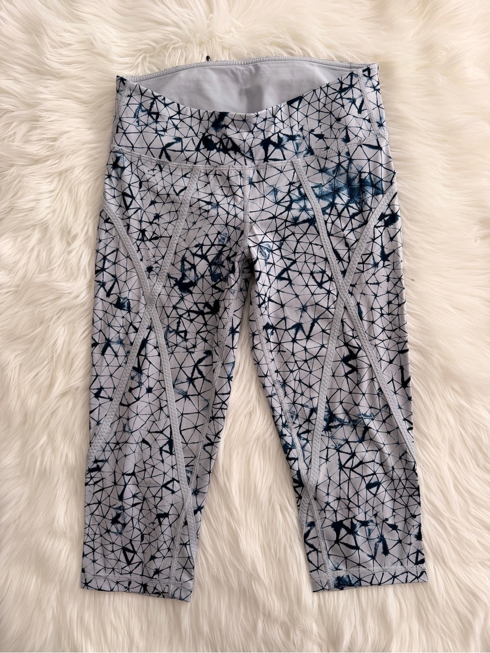 lululemon athletica White and Navy Geometric Tie-Dye Leggings